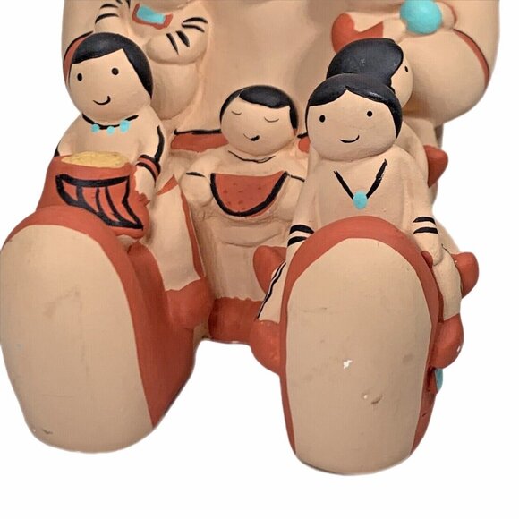 Signed Teissedre Navajo Pottery Storyteller Figurine 1986 6" Father 8 Kids VTG - Picture 6 of 11